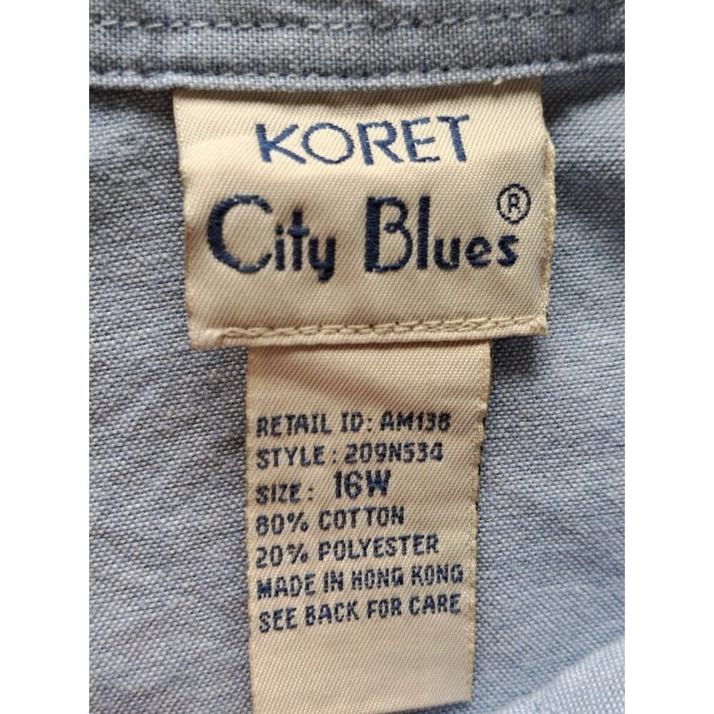 VTG Fall Cornstalk Fall Harvest 3D Blue Chambray Long Sleeve Shirt Women's 16 - Picture 11 of 12
